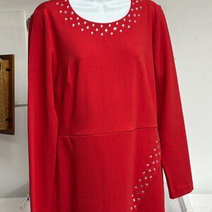 NEW-Michael Kors-Women Red color Studded Dresses. Sz-L/G.Cambodia.